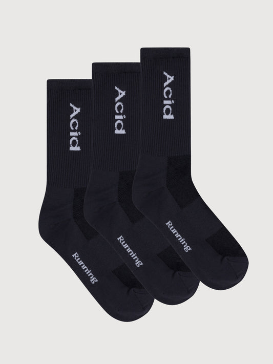 Three-Pack Logo Socks - Black