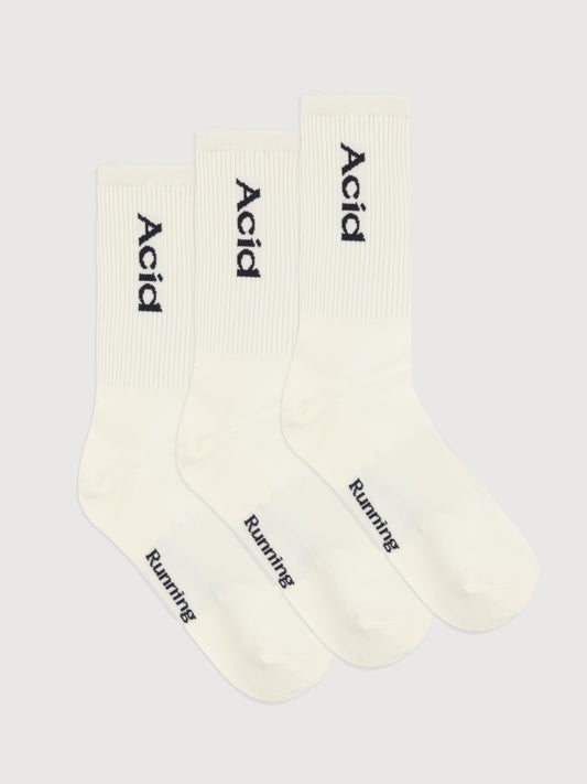 Three-Pack Logo Socks - Bone