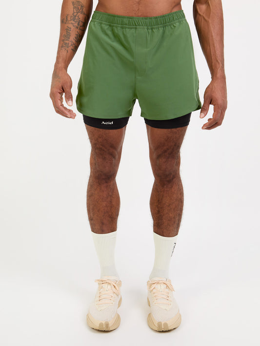 2-in-1 Shorts - Combat Green