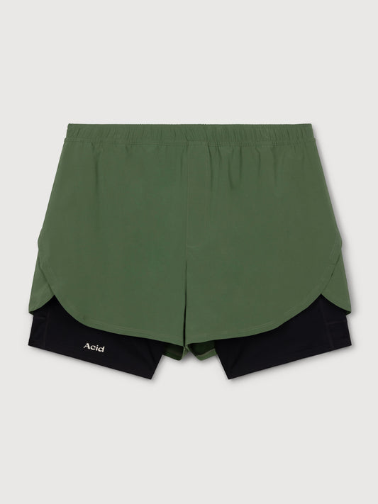 2-in-1 Shorts - Combat Green